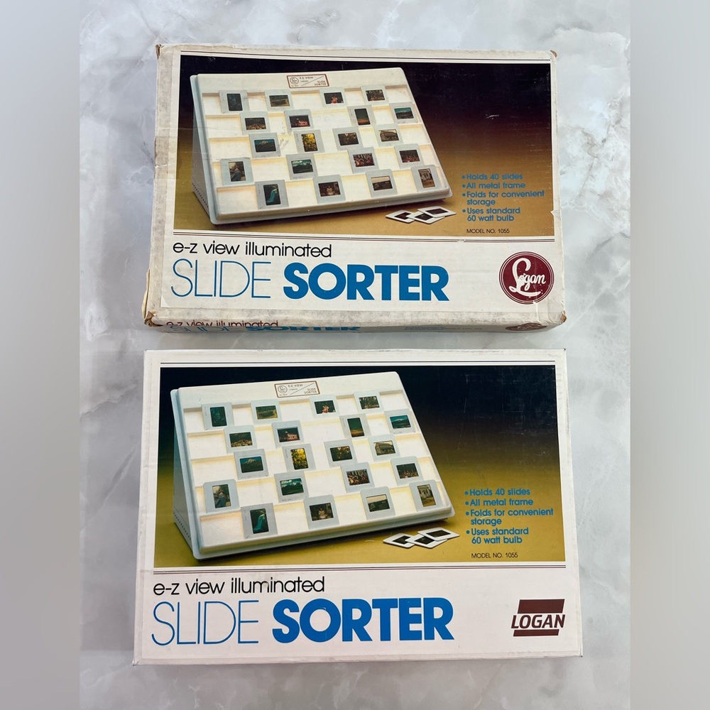 Vintage 1970s Logan SLIDE SORTER Model 1055 E-Z View Illuminated in Original Box